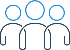 Vektorgrafik 3 stilisierte Personen in blau